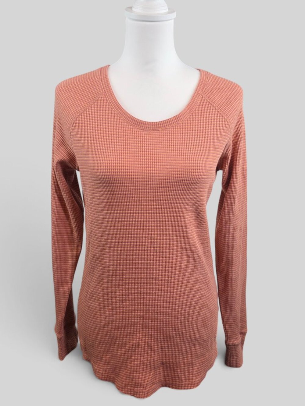 Columbia Women Peach Pink Waffle Knit Long Sleeve Thermal Top Large